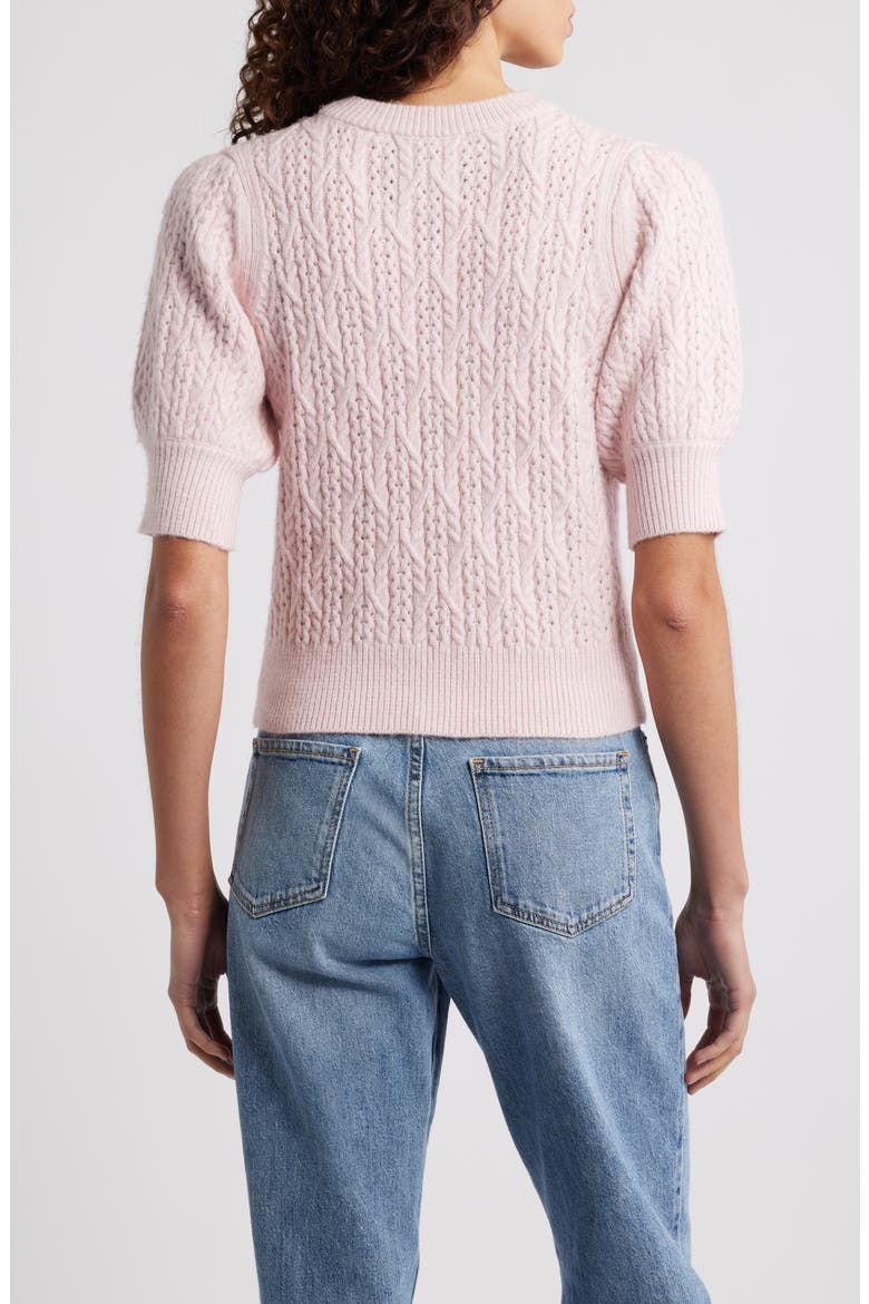 Mason Cable Short Sleeve Sweater, Alternate, color, PALE LILAC