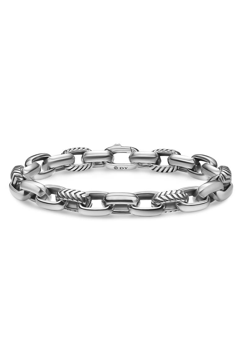 Men's Chevron Oval Link Bracelet in Sterling Silver, Main, color, SILVER