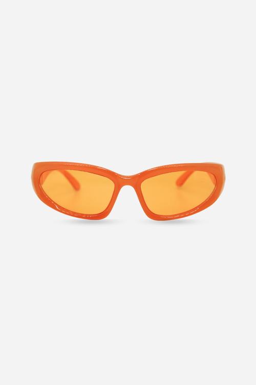 Indy Shield Wraparound Sunglasses In Orange