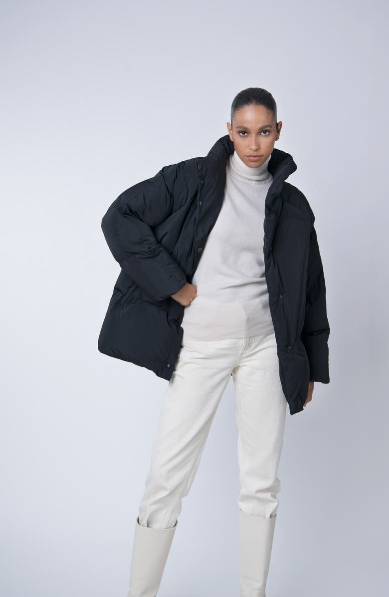 The Recycled Planet Company Ella Water Resistant Recycled Down Puffer Jacket, Alternate, color, Black