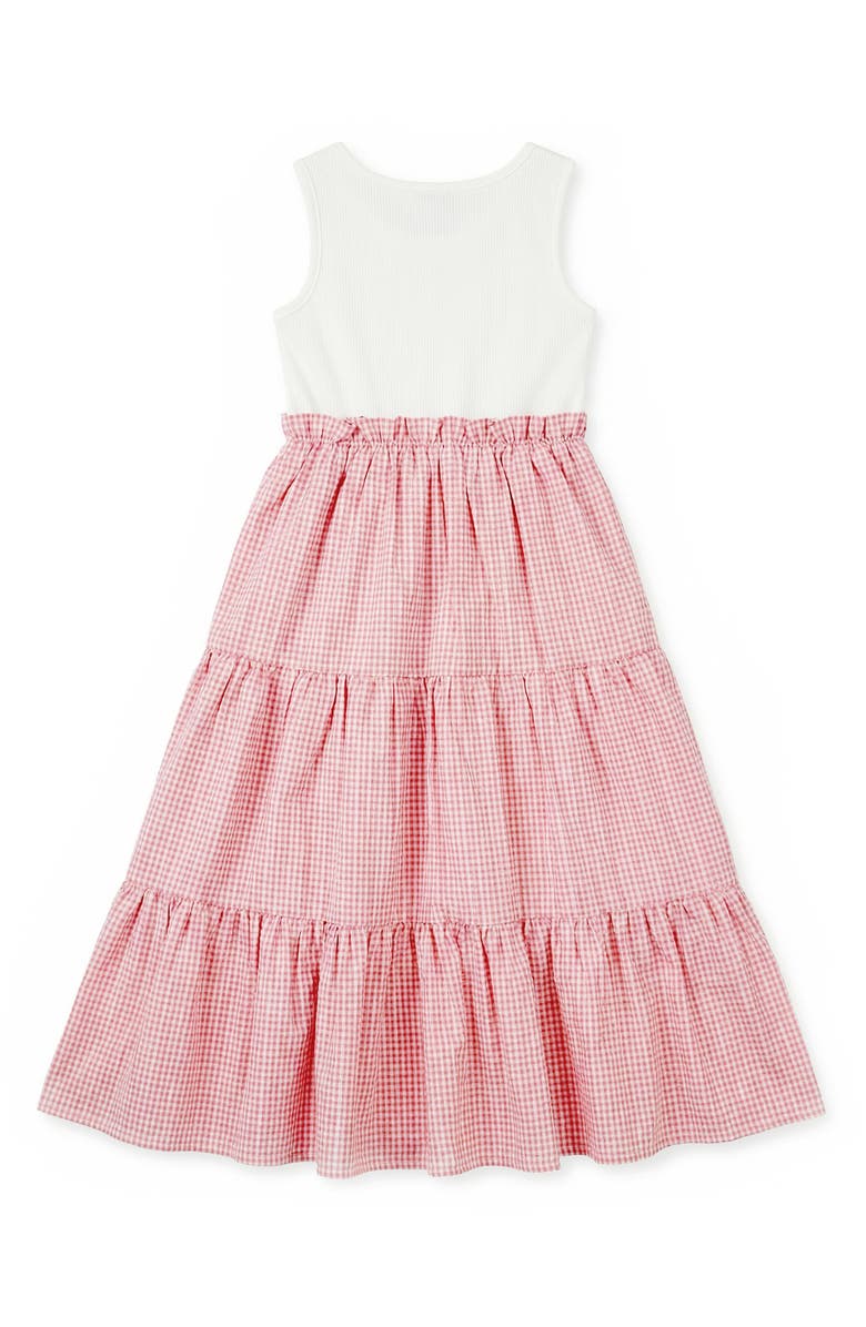 Pippa & Julie Kids' Mixed Media Rib & Seersucker Party Dress, Alternate, color, Red/ White