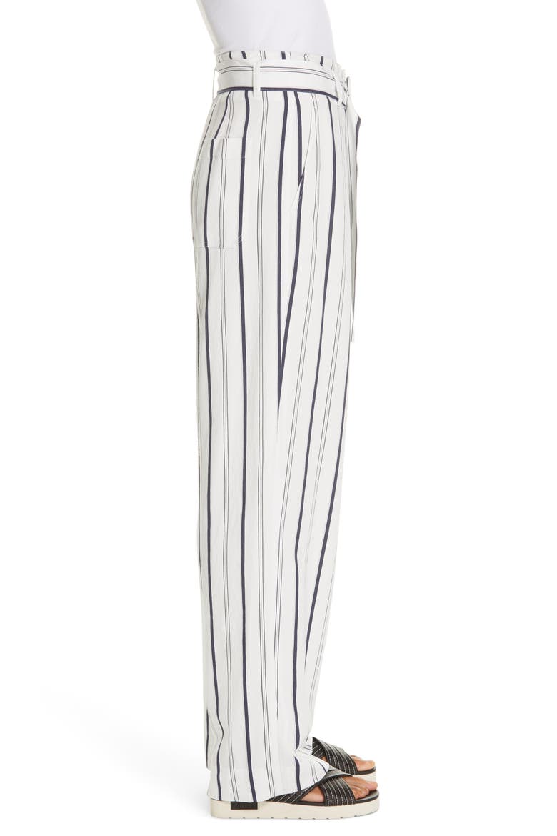 Belted Stripe Pants, Alternate, color, OFF WHITE