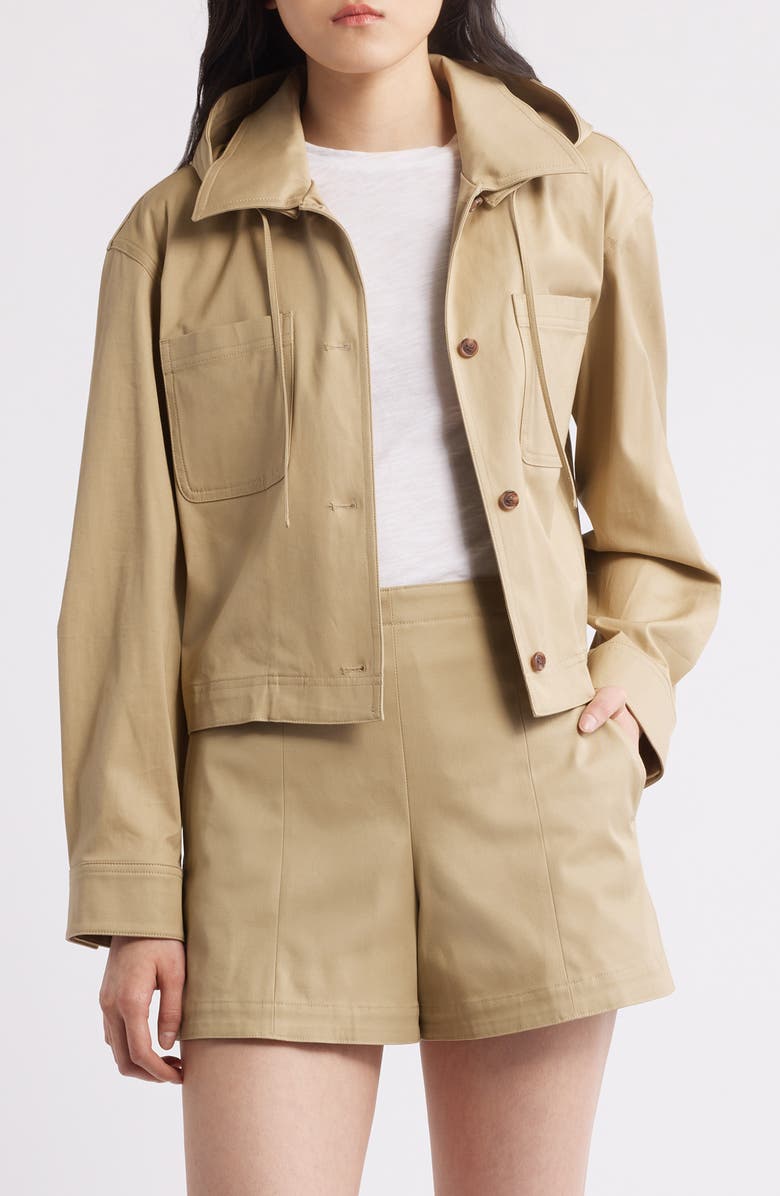Theory Hooded Crop Jacket, Main, color, Trnch