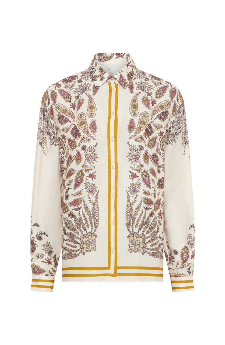 GERARD DAREL Draped Paisley Button-Down Blouse, Alternate, color, Yellow