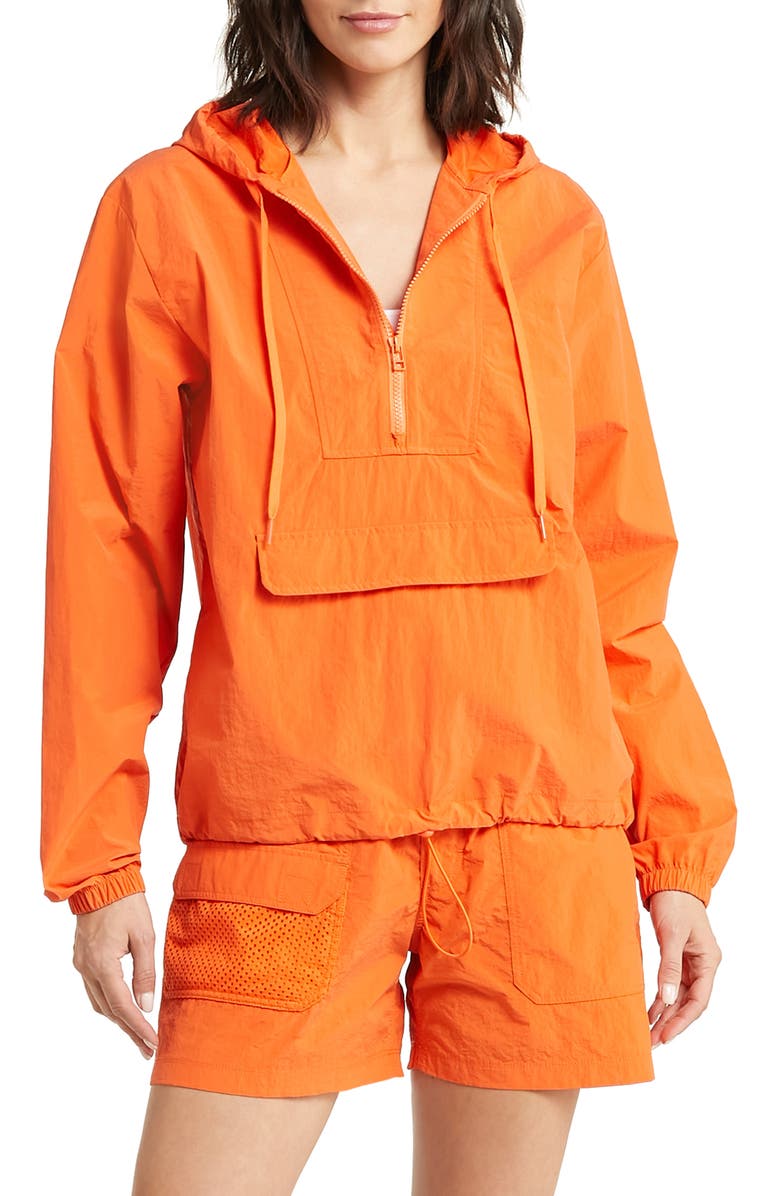 Outdoor Voices Water Resistant Quarter Zip Pullover, Main, color, Orangeade