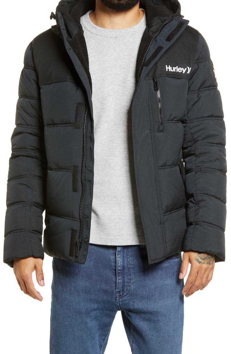 Hurley Barrel Puffer Coat, Main, color,