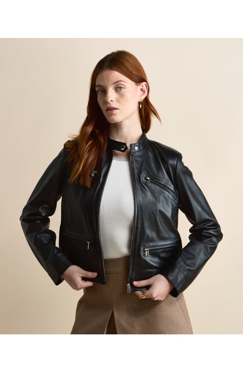 FURNIQ UK Blair Leather Jacket, Alternate, color, Black