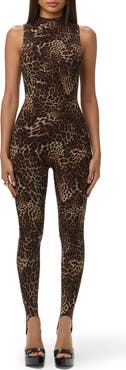 Naked Wardrobe Mock Neck Sleeveless Stirrup Jumpsuit