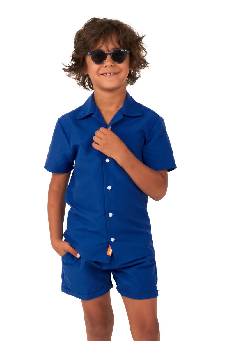 Kids' Navy Royale Camp Shirt & Shorts Set, Alternate, color, NAVY