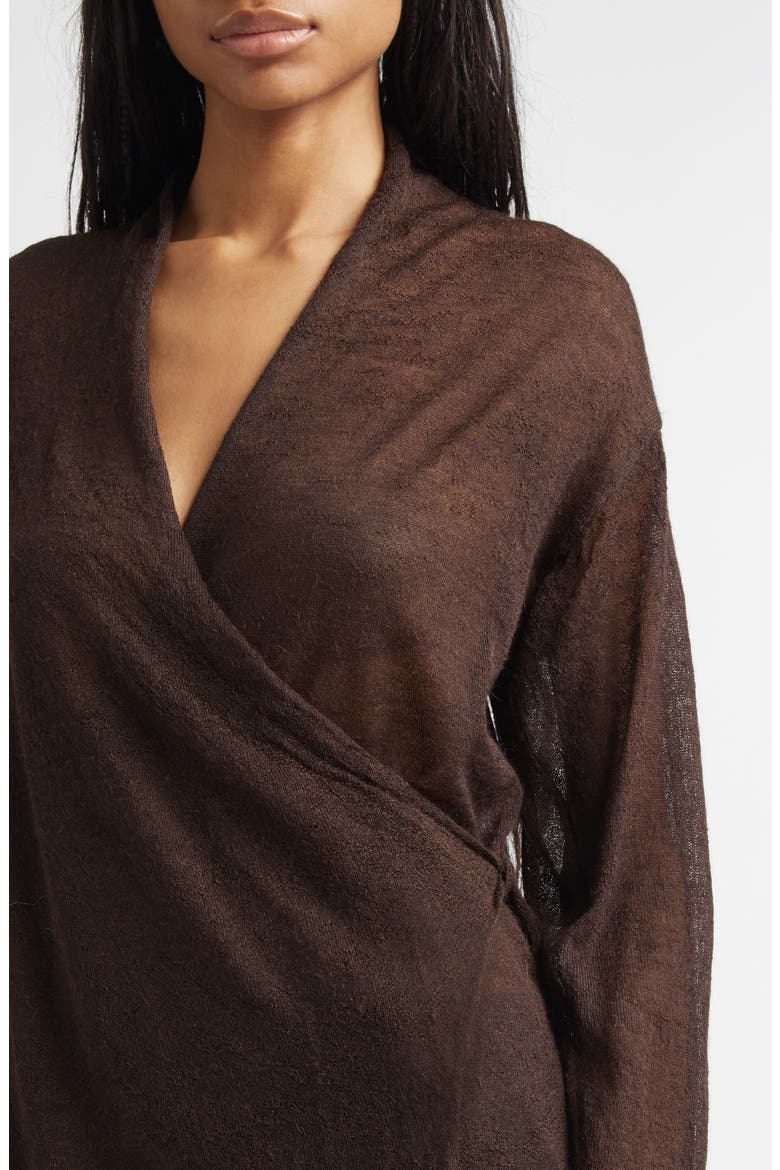 Sudi Baby Alpaca & Merino Wool Blend Wrap Sweater, Alternate, color, BROWN