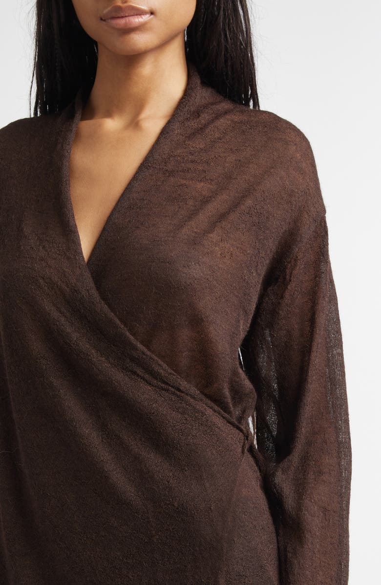 Paloma Wool Sudi Baby Alpaca 
Merino Wool Blend Wrap Sweater, Alternate, color, Brown