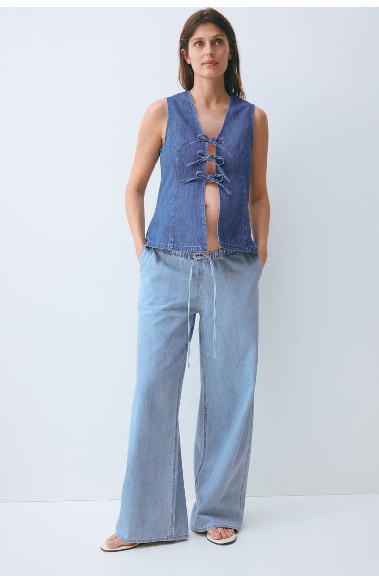 H&M Mama denim drawstring pants, Main, color, Light Denim Blue