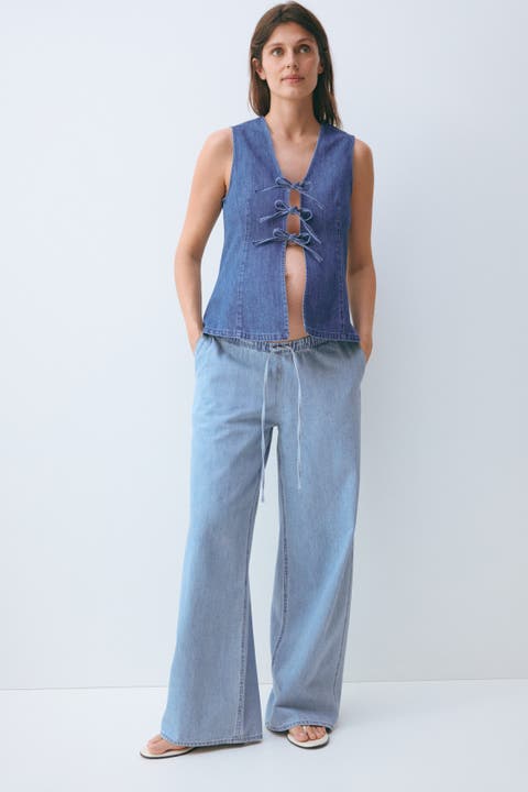 Mama denim drawstring pants