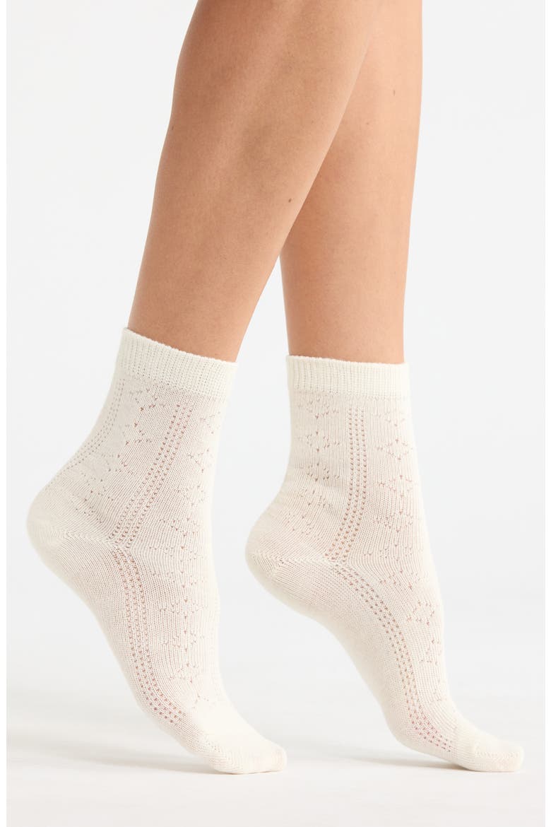 Bow Cotton Quarter Socks, Main, color, IVORY