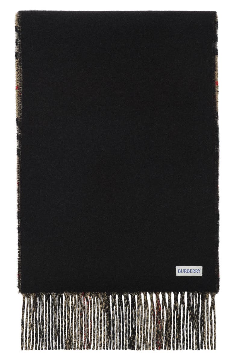 Burberry Gradient Check Jacquard Double Face Cashmere Fringe Scarf, Alternate, color, Sand