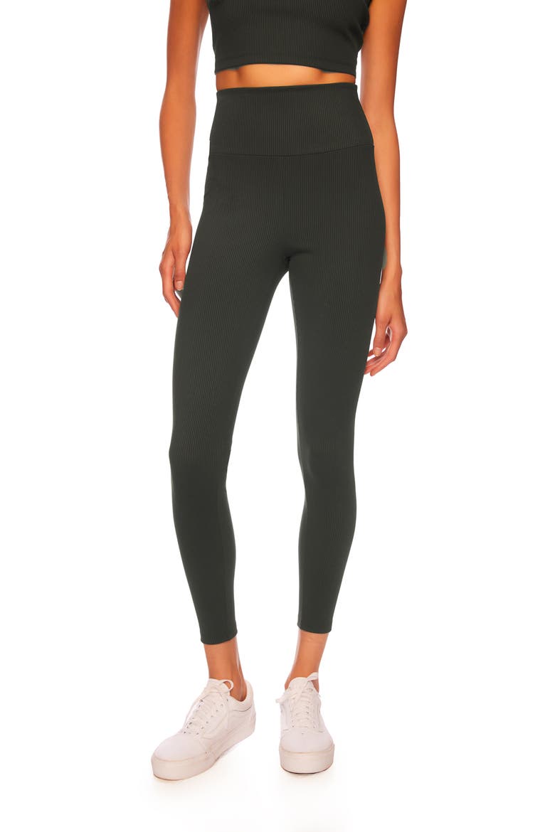 Rib High Waist Leggings, Main, color, HUNTER