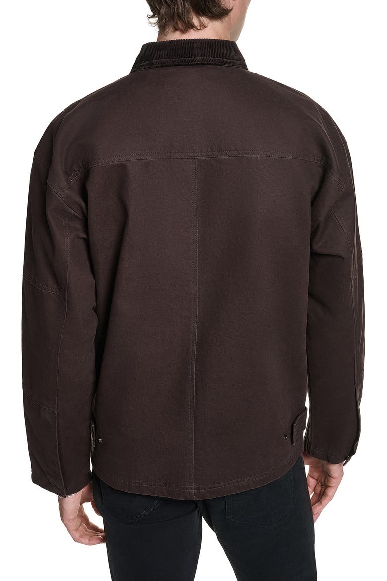 Waxed Cotton Jacket with Corduroy Collar, Alternate, color, BROWN