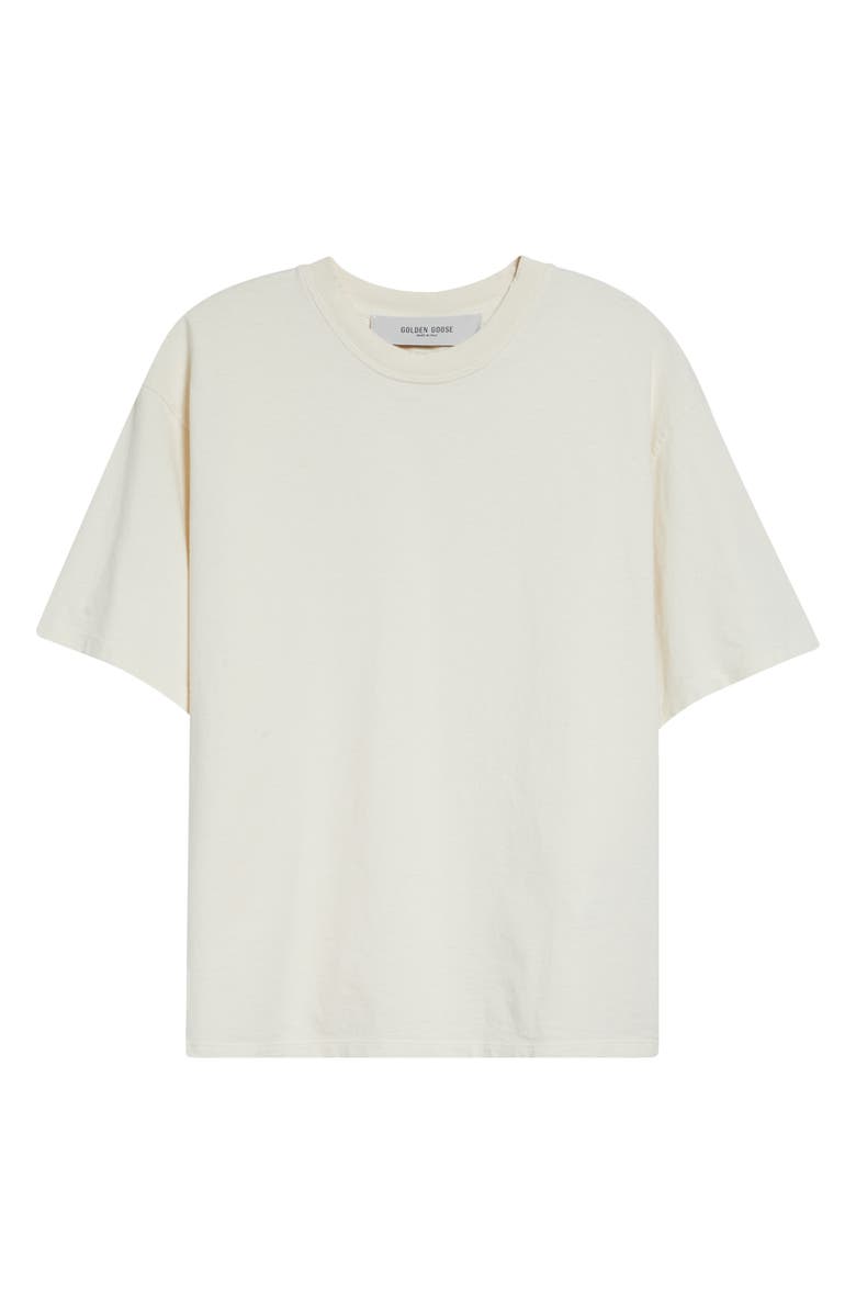 Golden Goose Distressed Boxy Cotton T-Shirt, Main, color, Heritage White