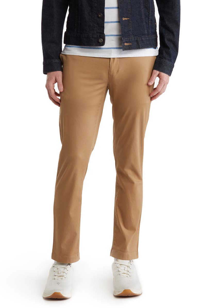 14th & Union The Wallin Stretch Twill Trim Fit Chino Pants - 30-34" Inseam, Main, color, Tan Kelp