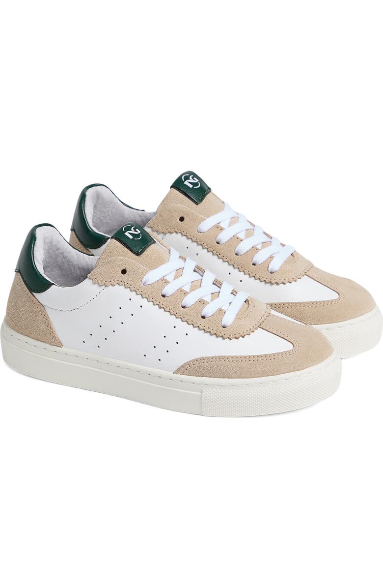 NeroGiardini Retro Low Top Sneaker, Main, color, White/ Taupe/ Green