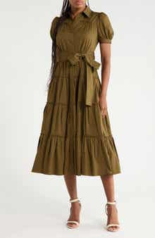 Queena Tiered Stretch Cotton Shirtdress