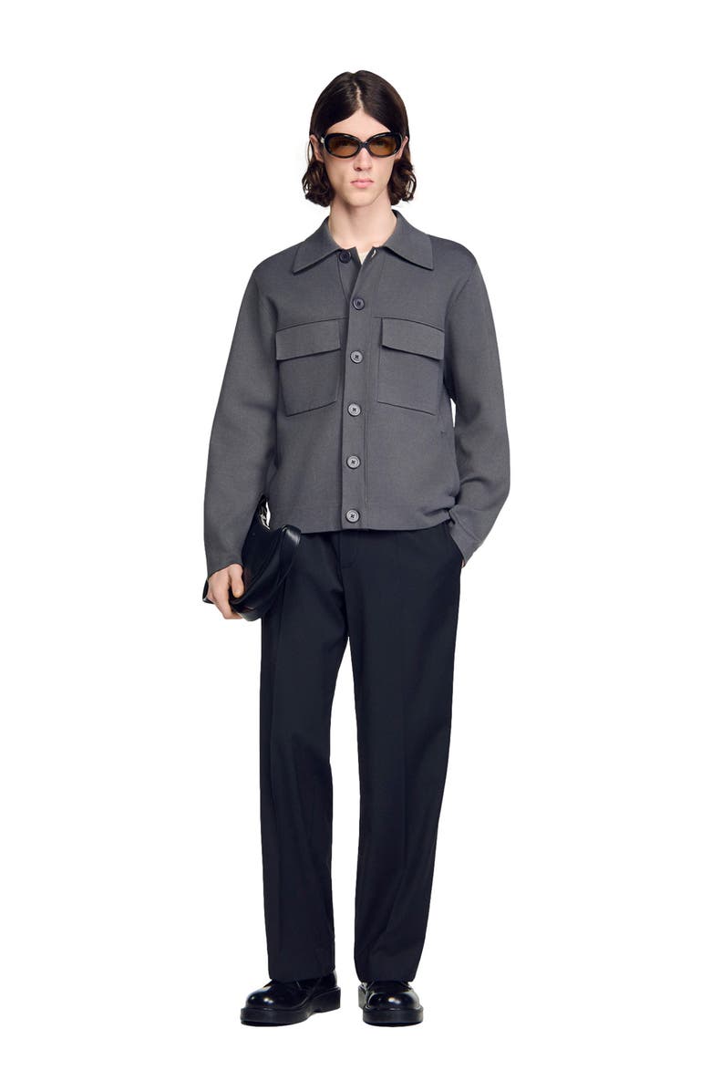 SANDRO Milano knit jacket, Alternate, color, Dark Grey