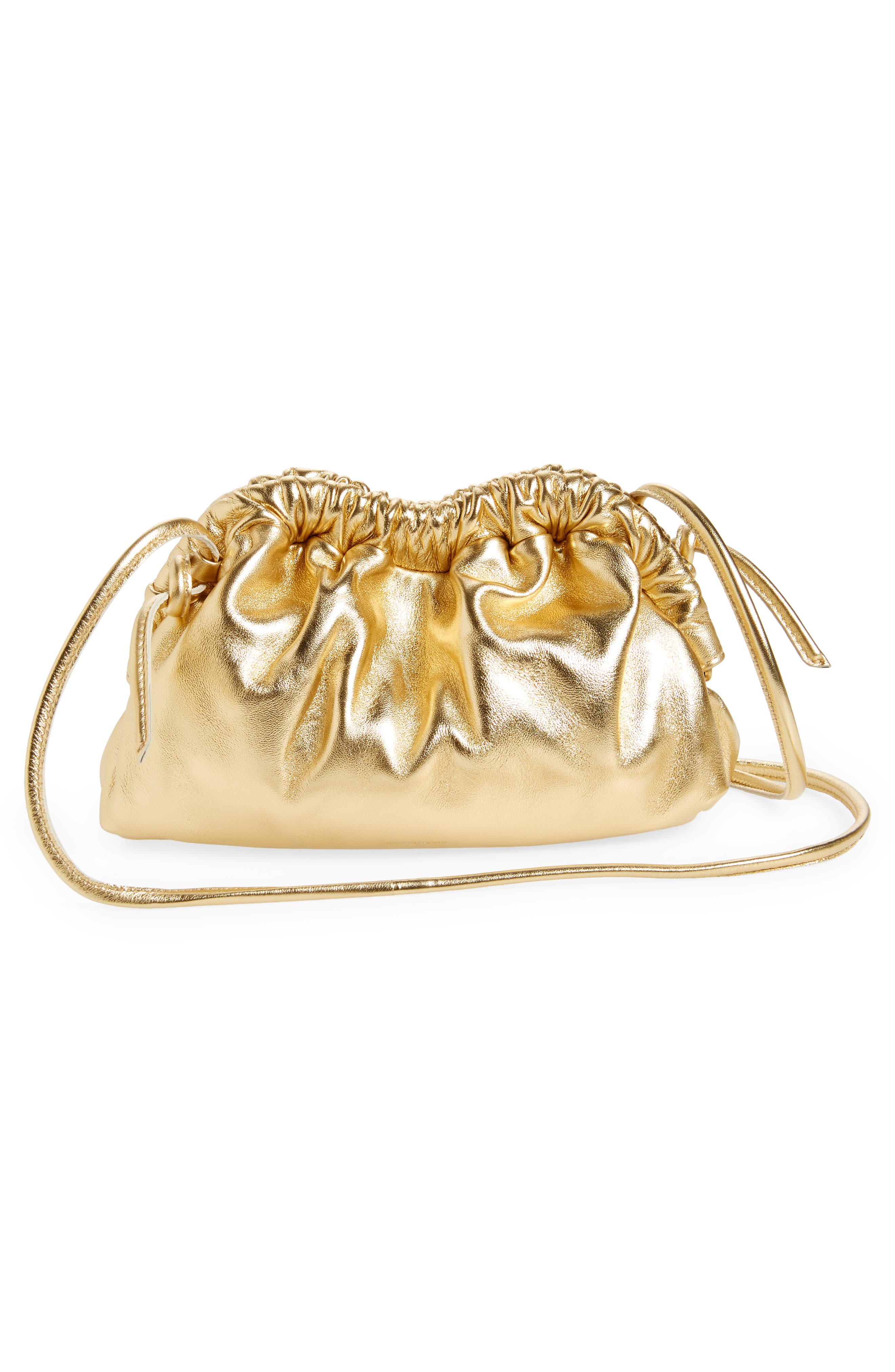 Mini Cloud Metallic Leather Clutch, Alternate, color, GOLD