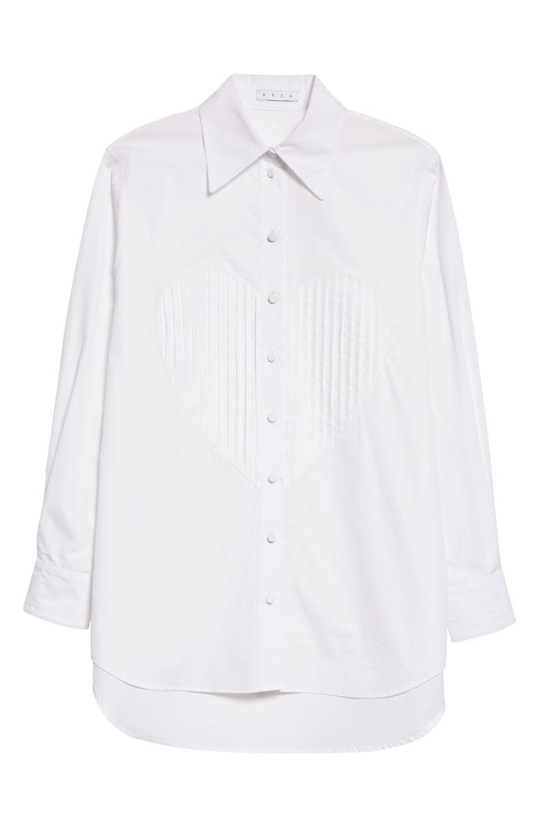 Area Pleated Heart Bib Cotton Tuxedo Shirt, Alternate, color, 