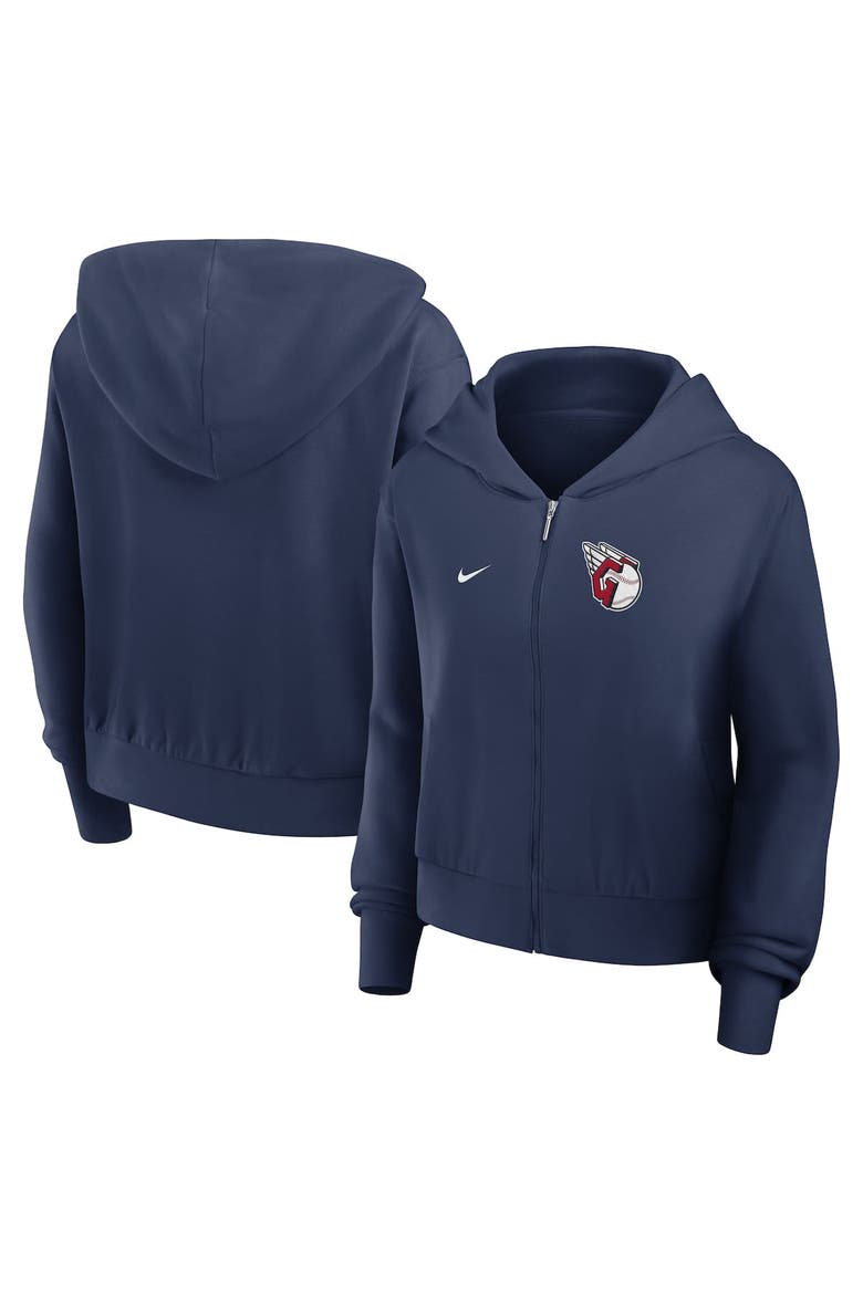 Women's Nike Navy Cleveland Guardians Cropped Chill Full-Zip Hoodie, Alternate, color, Navy