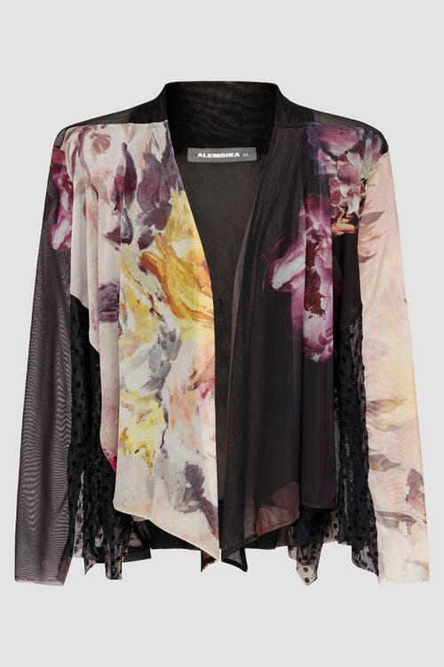 Alembika Mixed Florals Mesh Cardigan In Multi