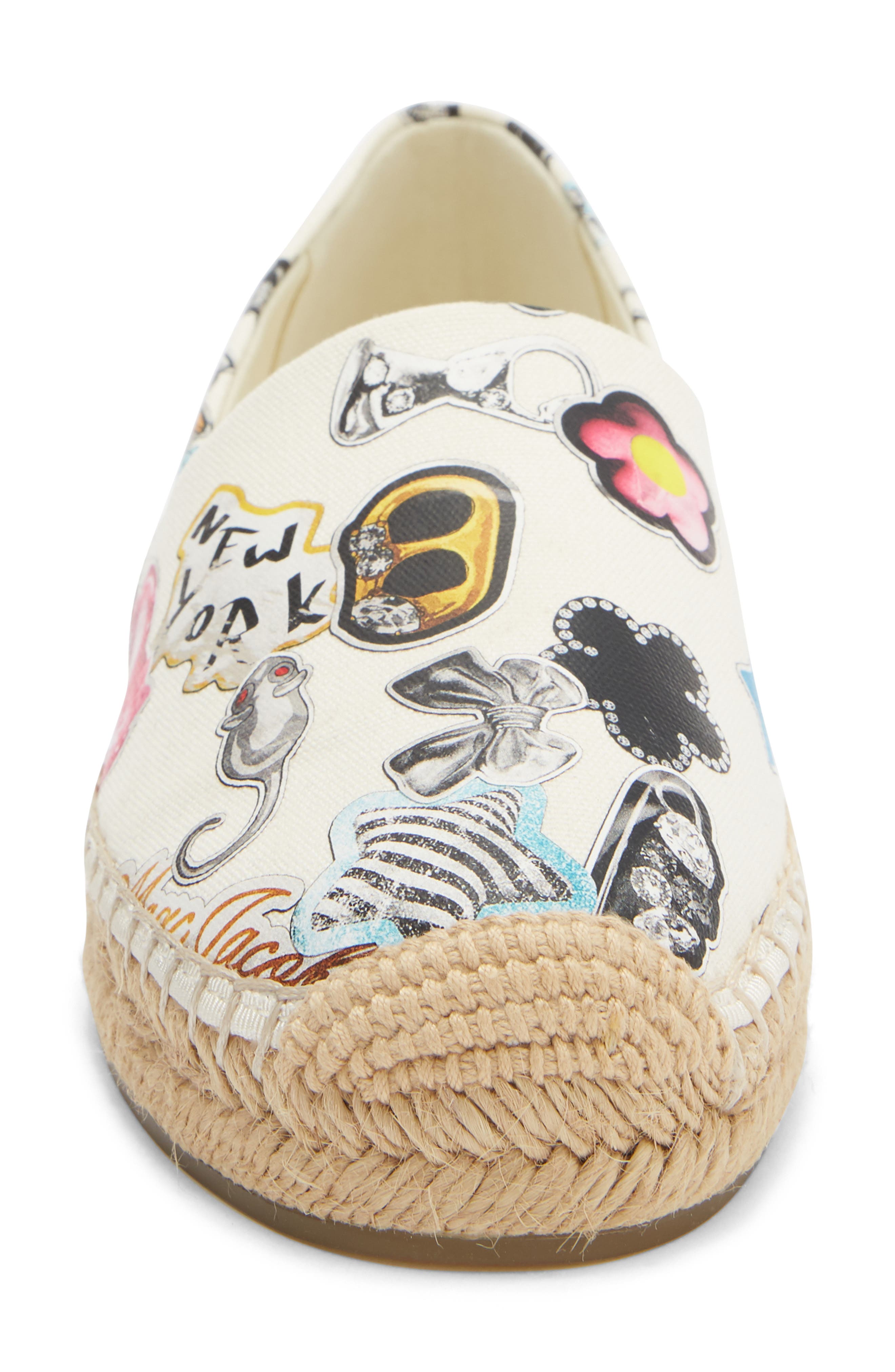 Marc Jacobs The Sticker Print Espadrille Flat, Alternate, color, White Multi