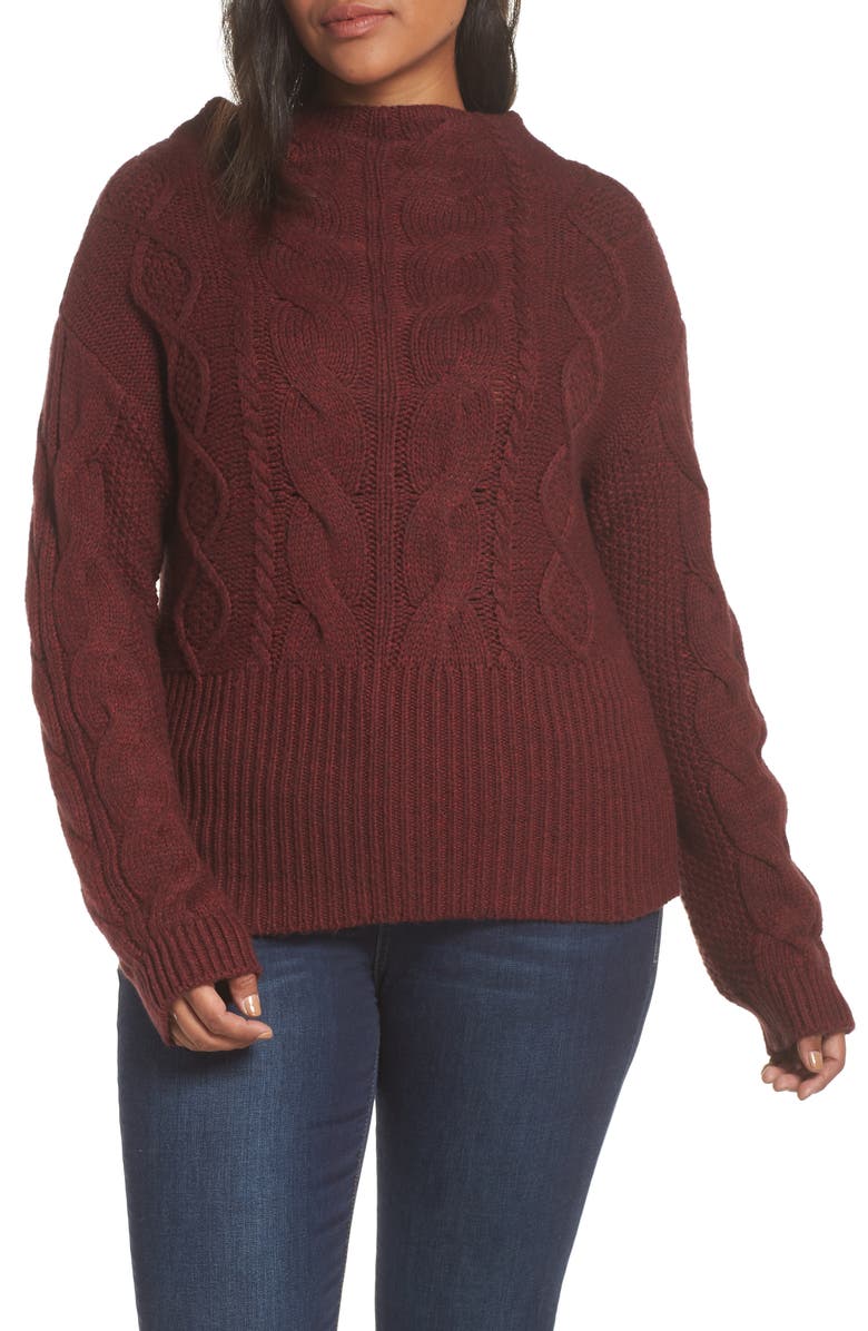 Vince Camuto Cotton Blend Cable Knit Sweater, Alternate, color, 