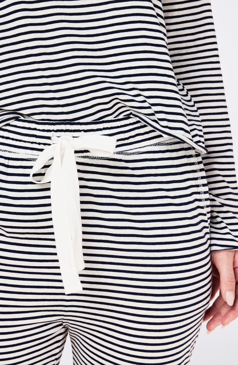Papinelle Jada Stripe Organic Cotton Pajamas, Alternate, color, Navy / White Stripe