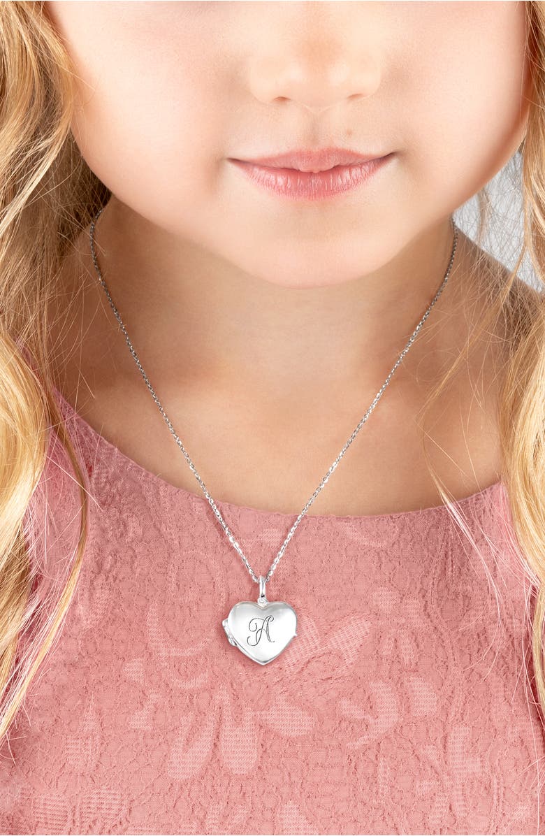 Tiny Blessings Sterling Silver Heart Locket & Engraved Initial 14-16" Necklace, Alternate, color, Silver - A