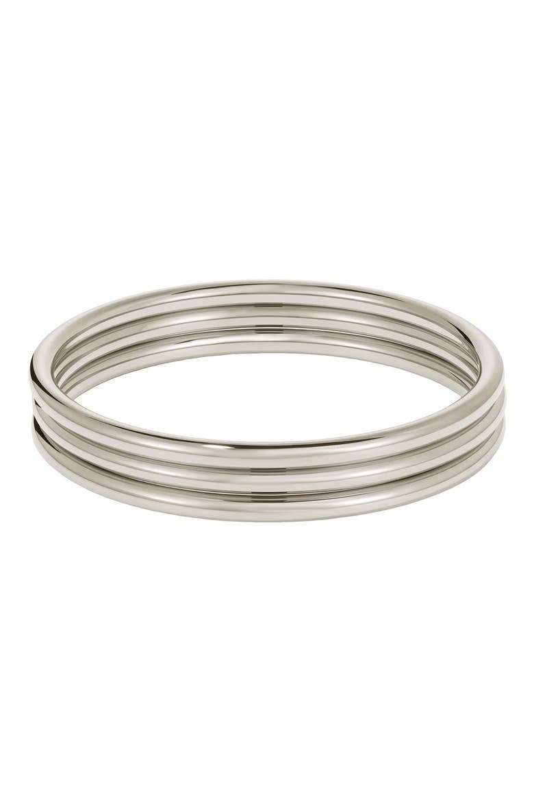 Set of 3 Tarnish Resistant Bangle Bracelets, Alternate, color, SILVER