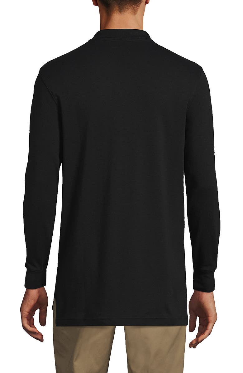 Lands' End School Uniform  Long Sleeve Interlock Polo Shirt, Alternate, color, Black
