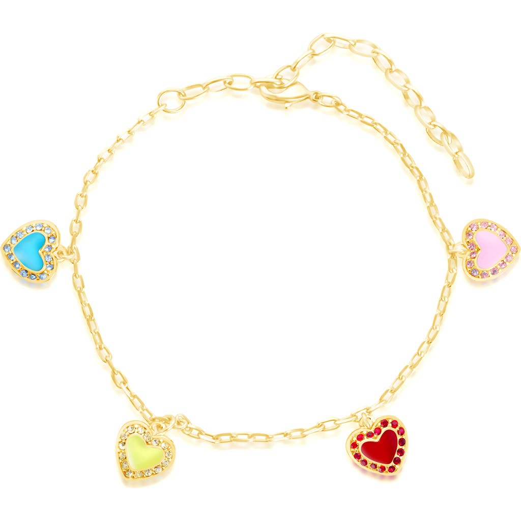 Shop Chanteur Kids' Crystal Heart Charm Bracelet In Multi