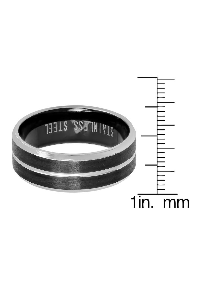 Men's Two-Tone Stainless Steel Band Ring, Alternate, color, SILVER/ BLACK