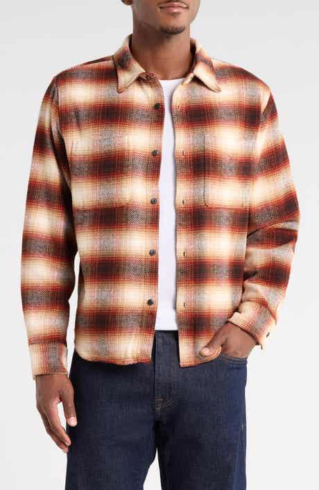 Ombre Plaid Cotton Button-Up Shirt Jacket