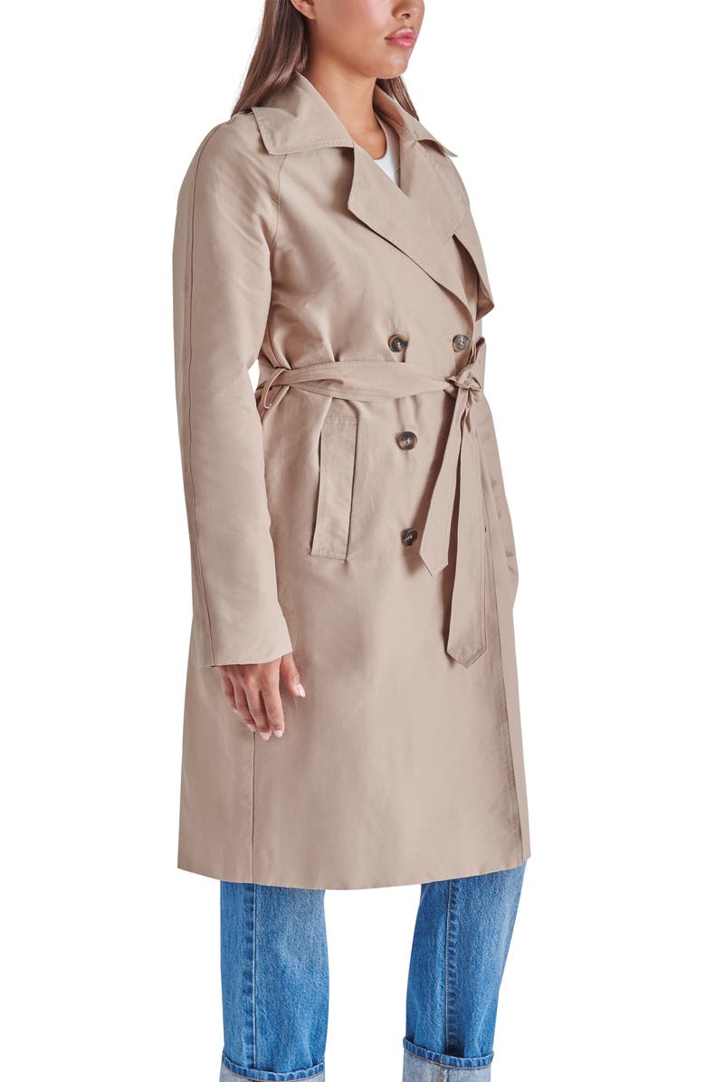 Steve Madden Double Breasted Cotton Blend Trench Coat, Alternate, color, 