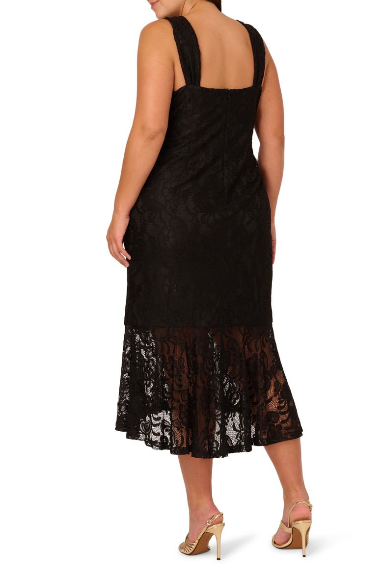 Stretch Lace Midi Dress, Alternate, color, BLACK