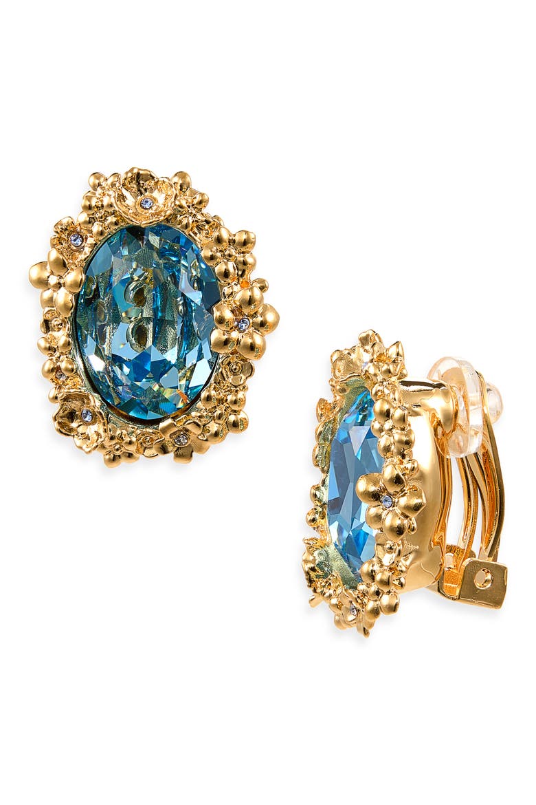 Oval Medallion Stud Earrings, Main, color, AQUA
