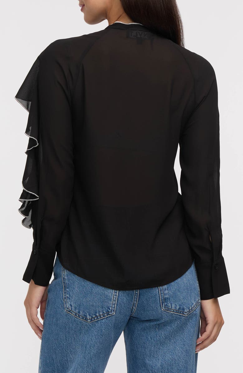 NVLT Contrast Ruffle Button-Up Shirt, Alternate, color, Black