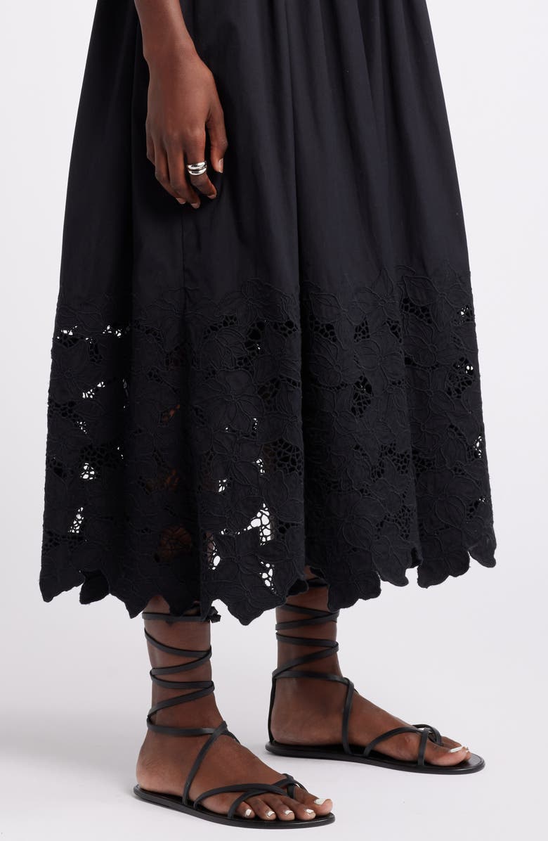 Nordstrom Embroidered Sleeveless Mixed Media Sundress, Alternate, color, Black