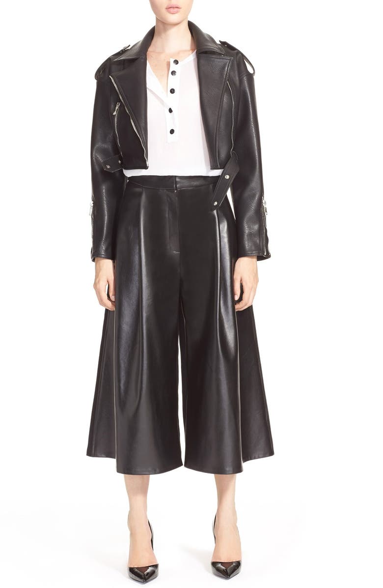 Vika Gazinskaya Faux Leather Culottes, Alternate, color,