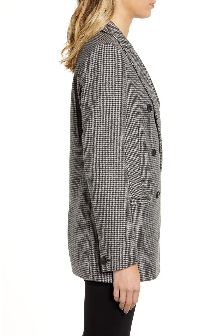 Astrid Puppytooth Check Double Breasted Wool Blend Blazer, Alternate, color, BLACK/ WHITE