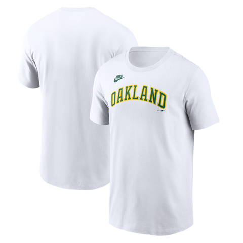 Men's Nike White Oakland Athletics Cooperstown Collection Wordmark T-Shirt