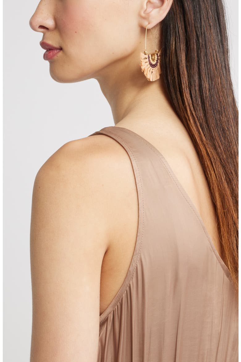 Raffia Fan Crescent Threader Earrings, Alternate, color, NEUTRAL MULTI- GOLD