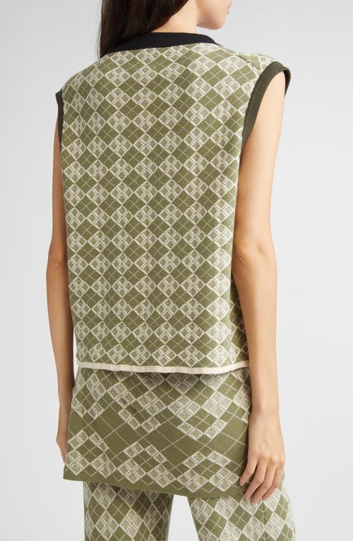 Yanyan Argyle Stretch Organic Cotton Vest In Green