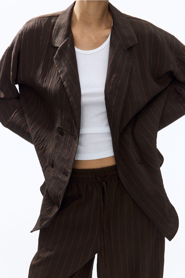 Straight-leg Pull-on Pants, Alternate, color, Dark brown/striped
